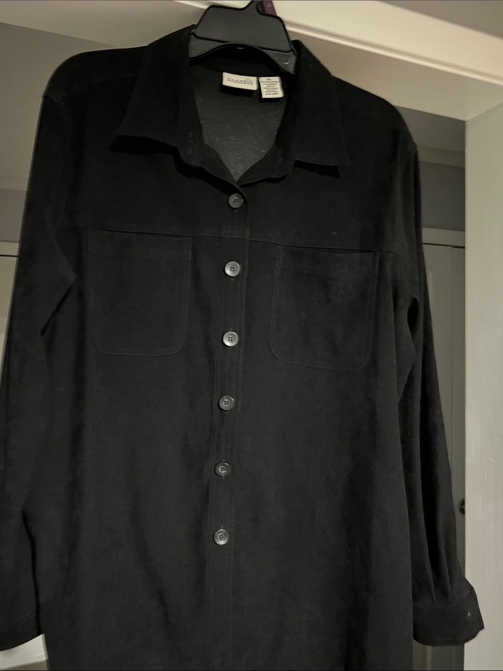 Classic Elements Black Button-Front Women's Shacket